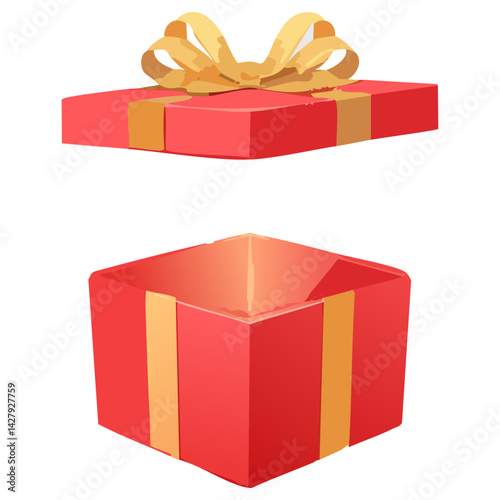 Red open gift box surprise minimal present greeting celebration promotion discount sale reward