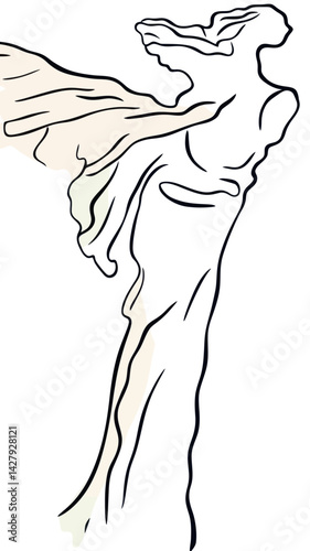 Elegant Winged Victory of Samothrace One Line Vector Art Minimalist Style