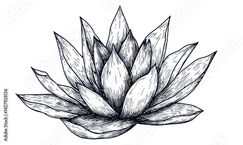 Detailed Blue Agave Ink Sketch Vector Illustration for Tequila Themes