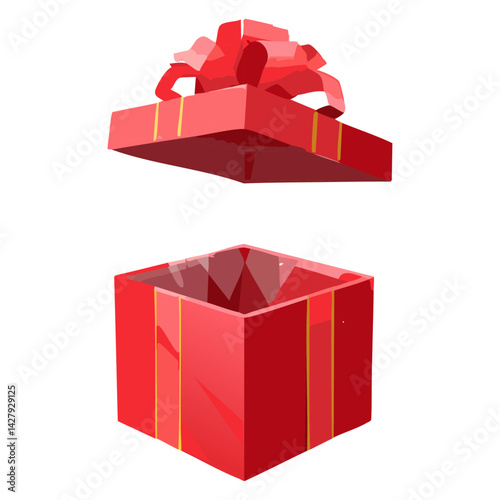 Red open gift box surprise minimal present greeting celebration promotion discount sale reward