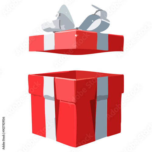 Red open gift box surprise minimal present greeting celebration promotion discount sale reward