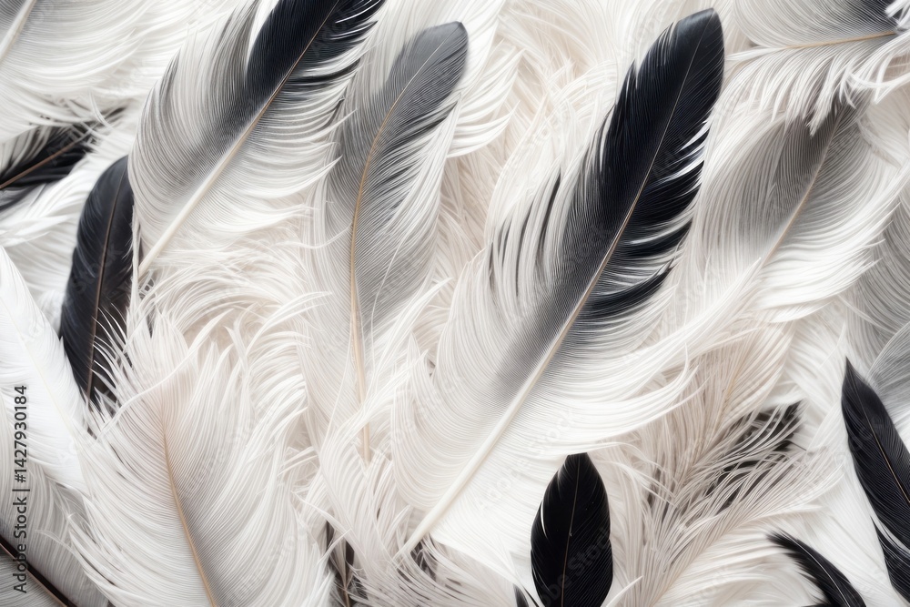 Fototapeta premium Abstract background showing ablack and white feathers pattern
