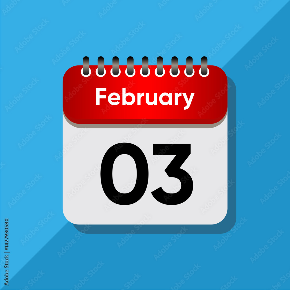 Minimalist Daily Calendar Template – February Date Icon Illustration Minimalist Daily Calendar Template – February Date Icon Illustration