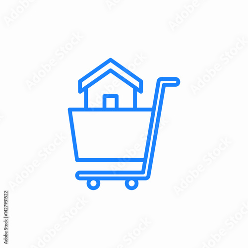 shopping cart house icon sign vector