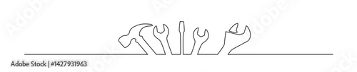 single line art of tools. international workers day. vector illustration