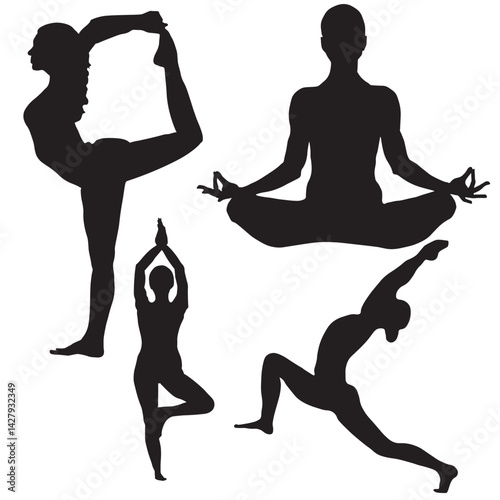 Yoga Day Celebration - Silhouette Poses for Fitness and Wellness silhouette of a woman doing yoga