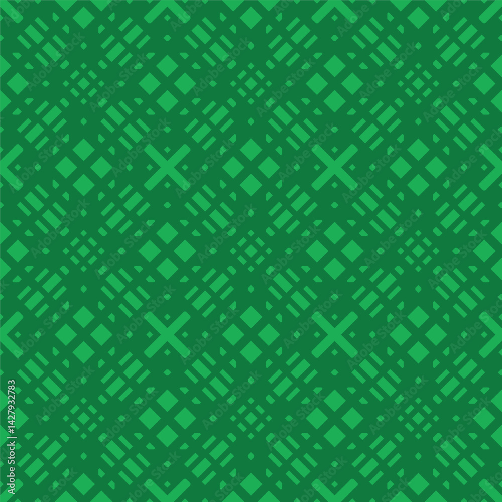 Emerald lattice of squares dashes and pluses create a geometric weave Emerald lattice of squares dashes and pluses create a geometric weave