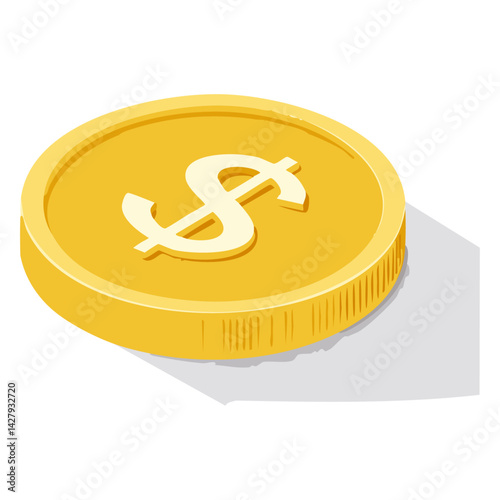 Gold coin dollar us currency money icon sign or symbol business and financial exchange 3D