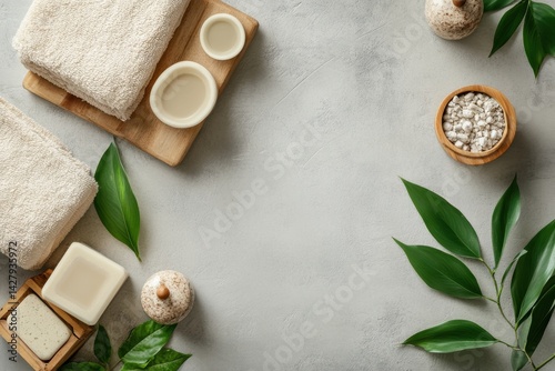 Wallpaper Mural Relaxing spa setup with towels, bowls, and natural elements for ultimate serenity Torontodigital.ca