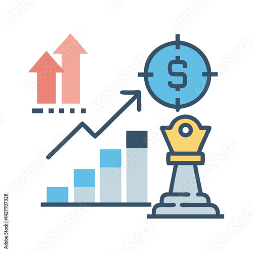 Financial Growth Strategy: Business Success with Increasing Charts and Strategic Investments