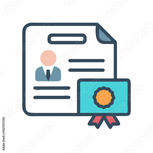 Certificate Vector Illustration: Professional Diploma, License, Award Icon with Seal