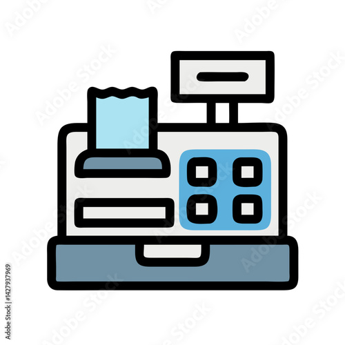 Colorful Cash Register Icon Illustrating Point of Sale Systems and Transactions