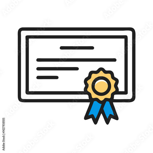 Certificate Icon Vector Illustration on Black Background for Achievement or Graduation