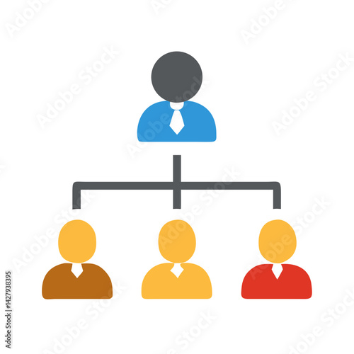 Organizational Structure Icon: Hierarchy, Management, and Teamwork