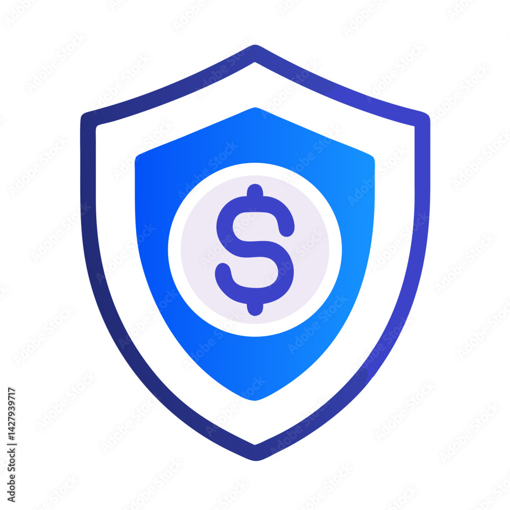 Secured Finance Icon: Shield with Dollar Symbol, Financial Protection Illustration Secured Finance Icon: Shield with Dollar Symbol, Financial Protection Illustration