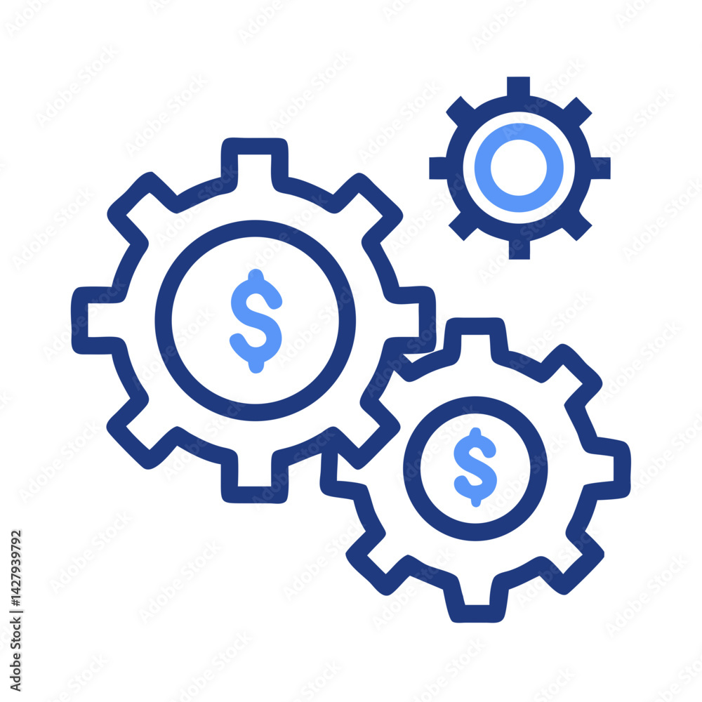 Financial Mechanisms: Gears with Dollar Symbols Representing Money Management and Growth Financial Mechanisms: Gears with Dollar Symbols Representing Money Management and Growth