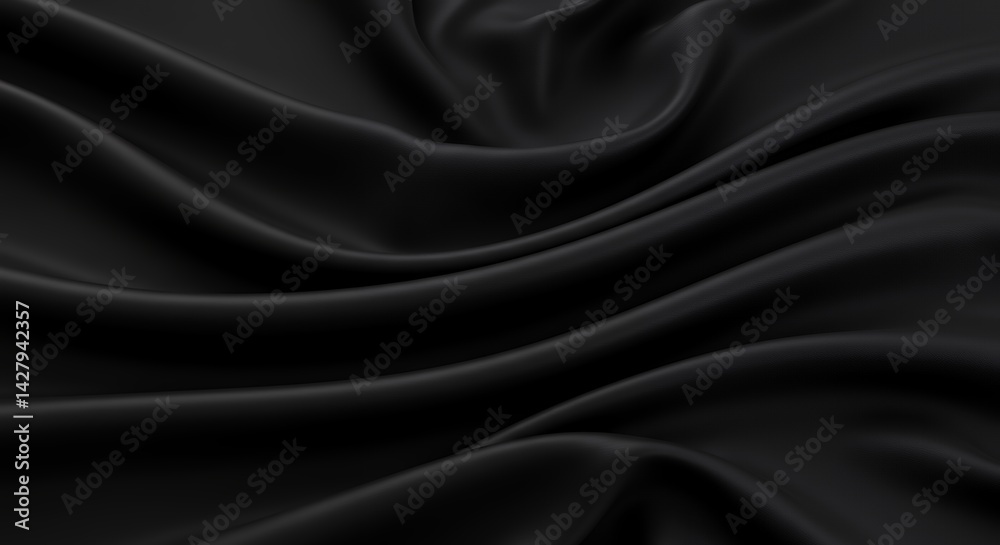 Fototapeta premium Black Silk Fabric Texture Elegant Background