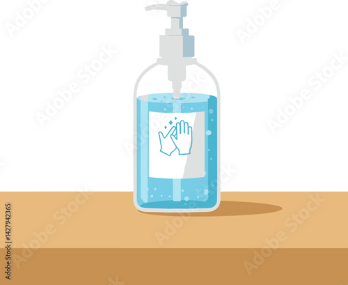 Hand Sanitizer Gel Bottle - Flat Vector Illustration