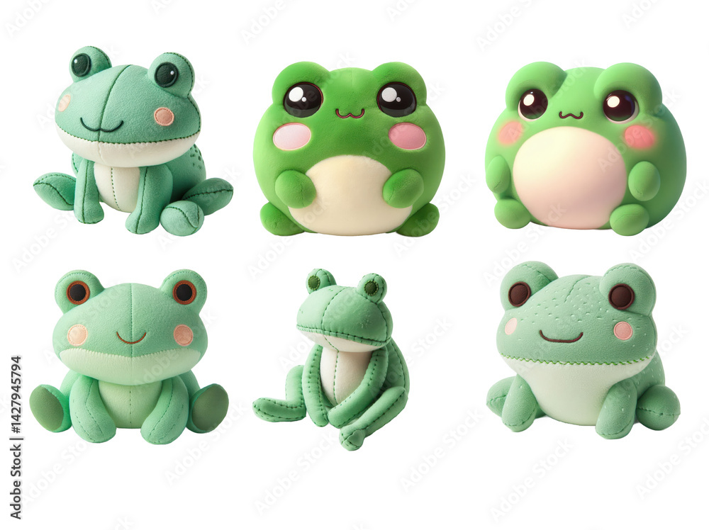 Fototapeta premium Adorable frog plushies showcasing delightful designs