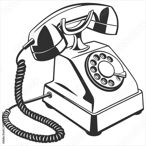 silhouette telethon on white background