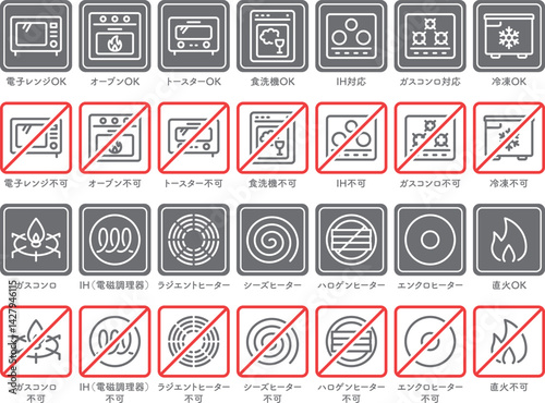 調理器具・熱源　取扱説明マーク　（シンプル）