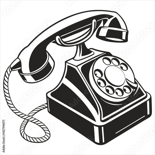 silhouette telethon on white background