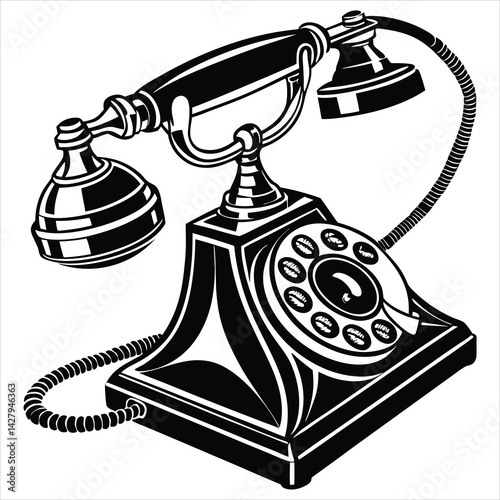 silhouette telethon on white background