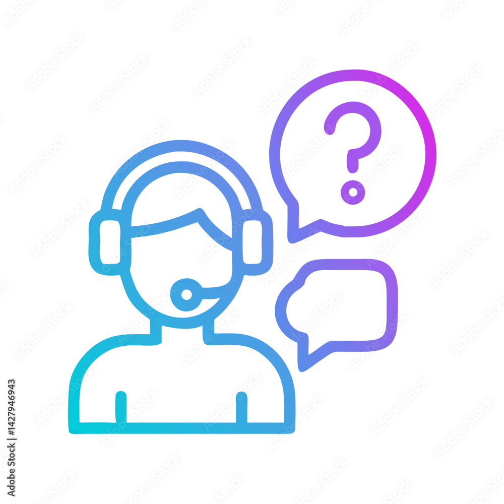 Customer Support Agent Icon with Question and Speech Bubble Illustration Customer Support Agent Icon with Question and Speech Bubble Illustration