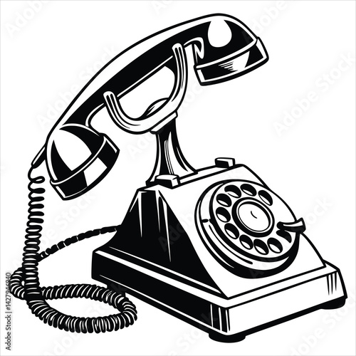 silhouette telethon on white background