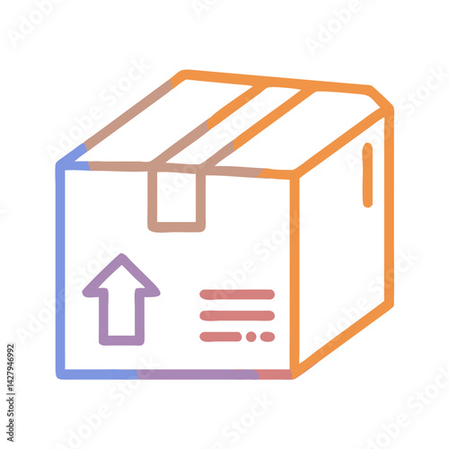 Colorful Gradient Box Illustration for Delivery, Shipping, and Package Concepts