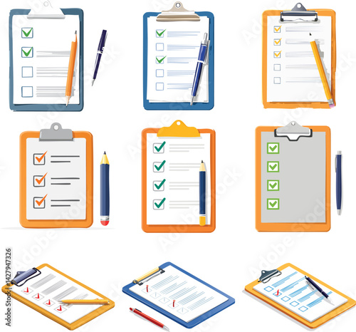 Board Checklist with pen icon. vector illustrations