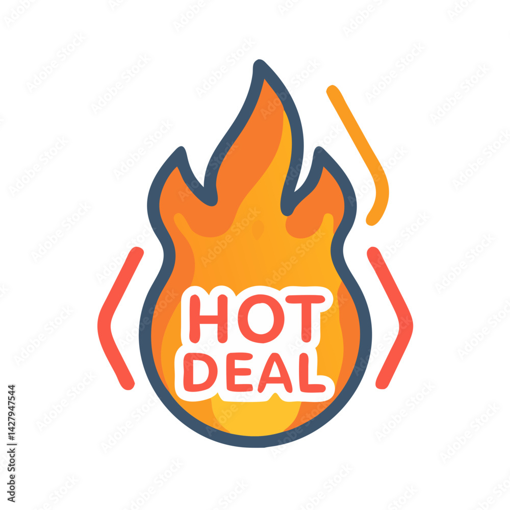 Burning Hot Deal Promotion Graphic Vector Illustration on Black Background Burning Hot Deal Promotion Graphic Vector Illustration on Black Background