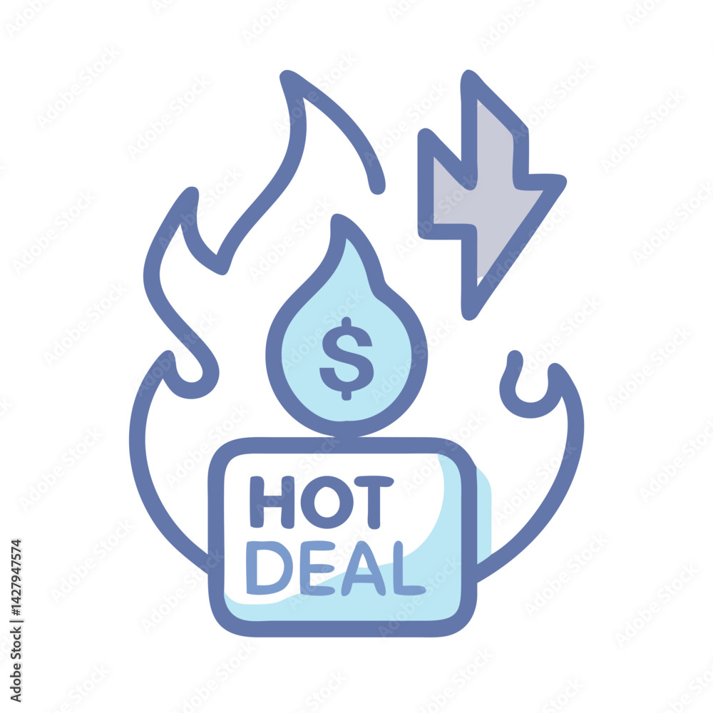Fototapeta premium Hot Deal Icon: Burning Savings, Discount Offer, and Promotion Concept
