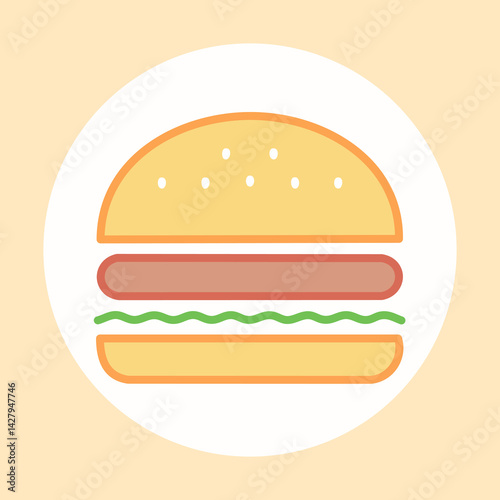 Simple Line Art Hamburger Vector Illustration