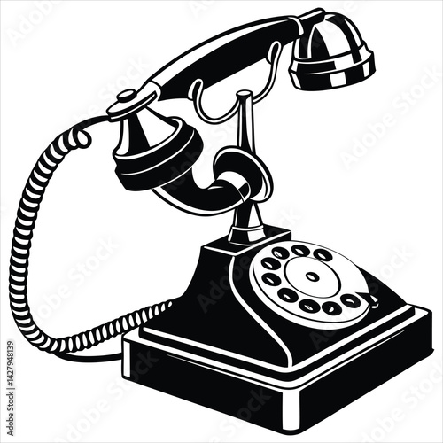 silhouette telethon on white background