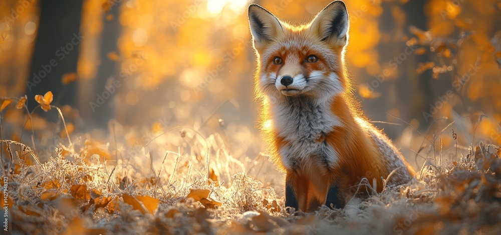 Fototapeta premium Majestic Red Fox in Autumnal Forest