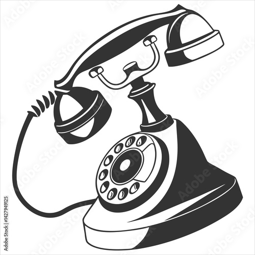 silhouette telethon on white background