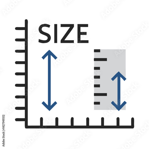 Size Measurement Illustration with Arrows, Scale and the Word SIZE