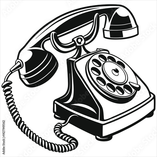 silhouette telethon on white background