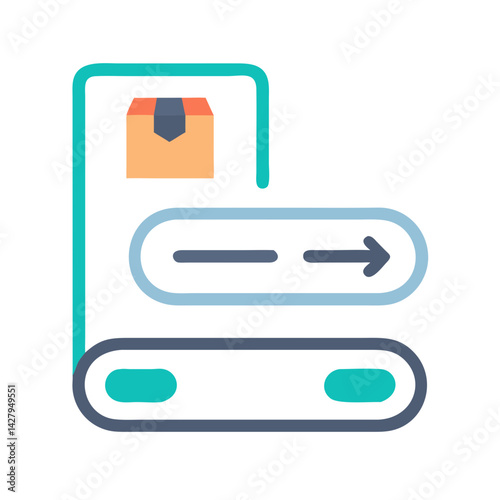 Conveyor Belt Icon with Package: Automation, Logistics, and Manufacturing Concept