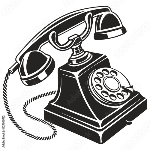 silhouette telethon on white background