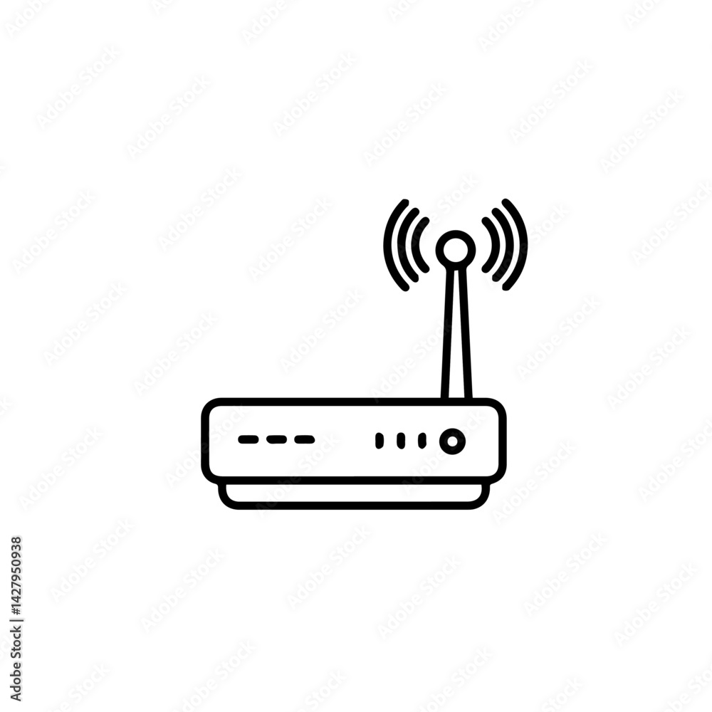 Router icon, simple line art, black and white, for website design Router icon, simple line art, black and white, for website design