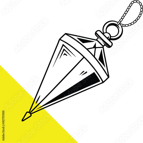 Crystal Plumb Bob Silhouette – Geometric Pendulum Vector – A Precision Tool Embodying Clarity, Balance and Insight