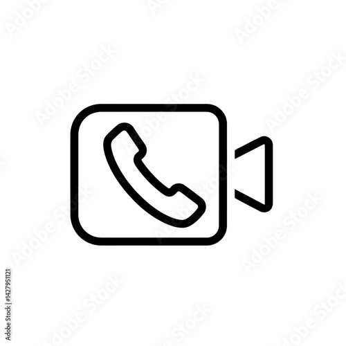 Video call app icon, simple line art, for websites and apps