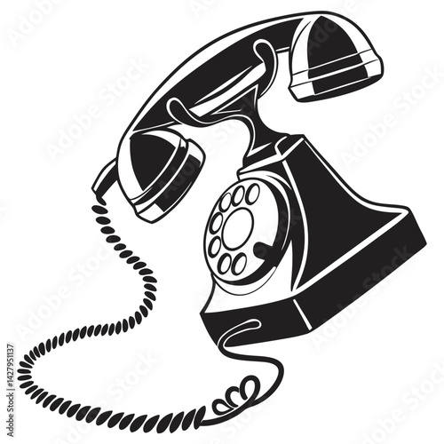 silhouette telethon on white background
