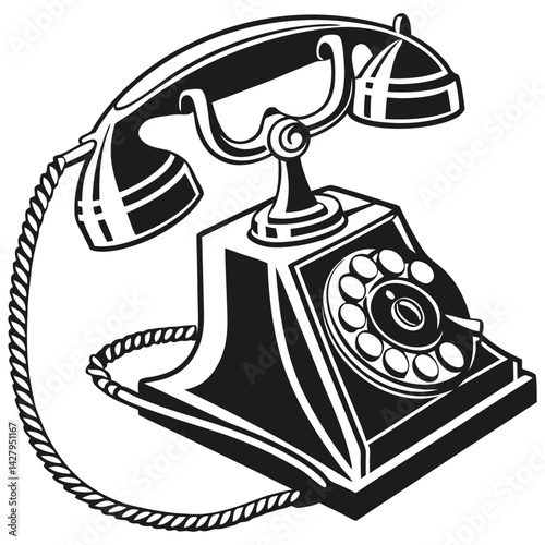 silhouette telethon on white background