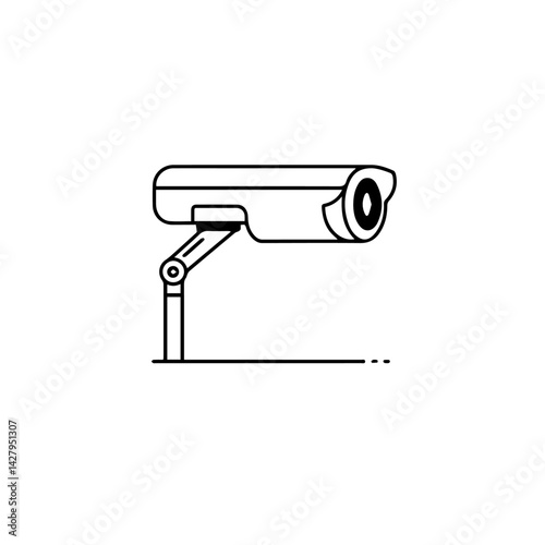 CCTV camera, security surveillance, line art illustration, black and white, for website design