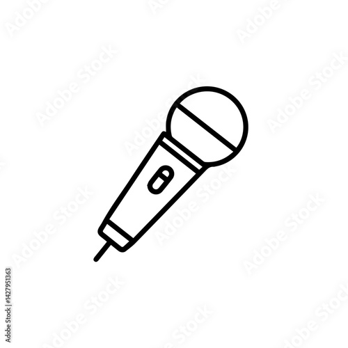 Microphone icon, simple line art, for presentations
