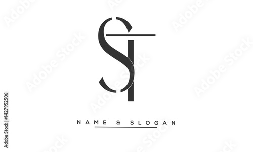 Obraz na płótnie ST, TS Abstract Letters Logo Monogram w salonie