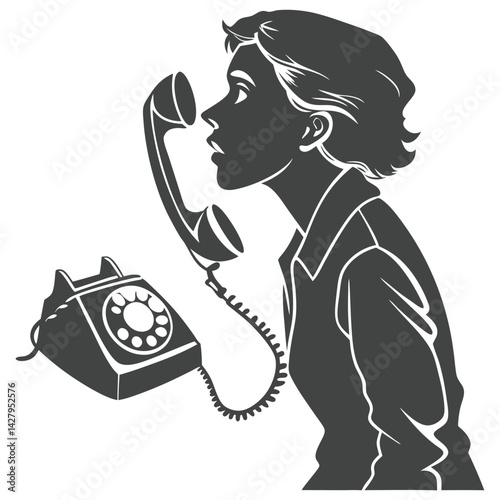 silhouette telethon on white background